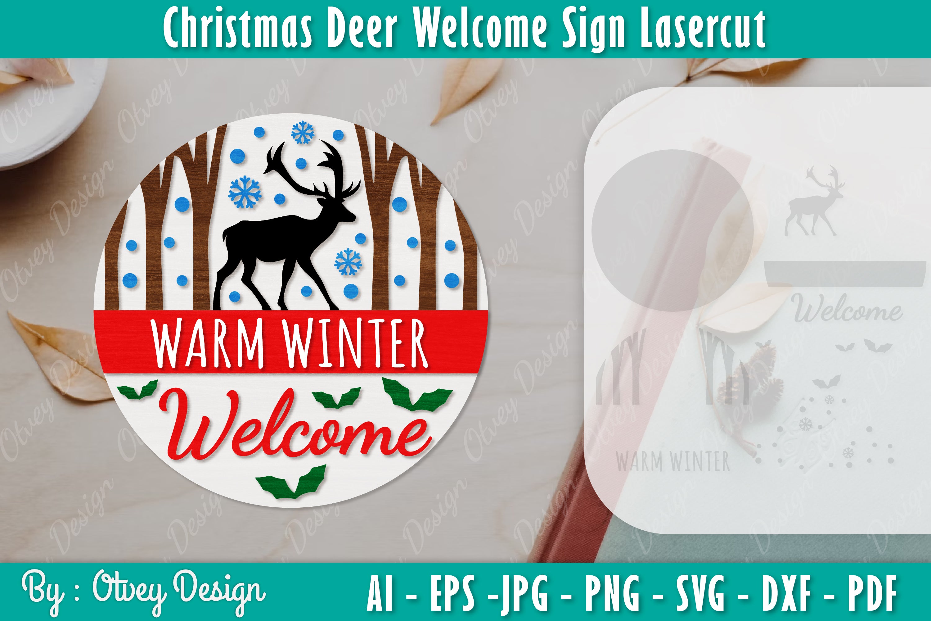 Christmas Deer Welcome Sign SVG Bundle