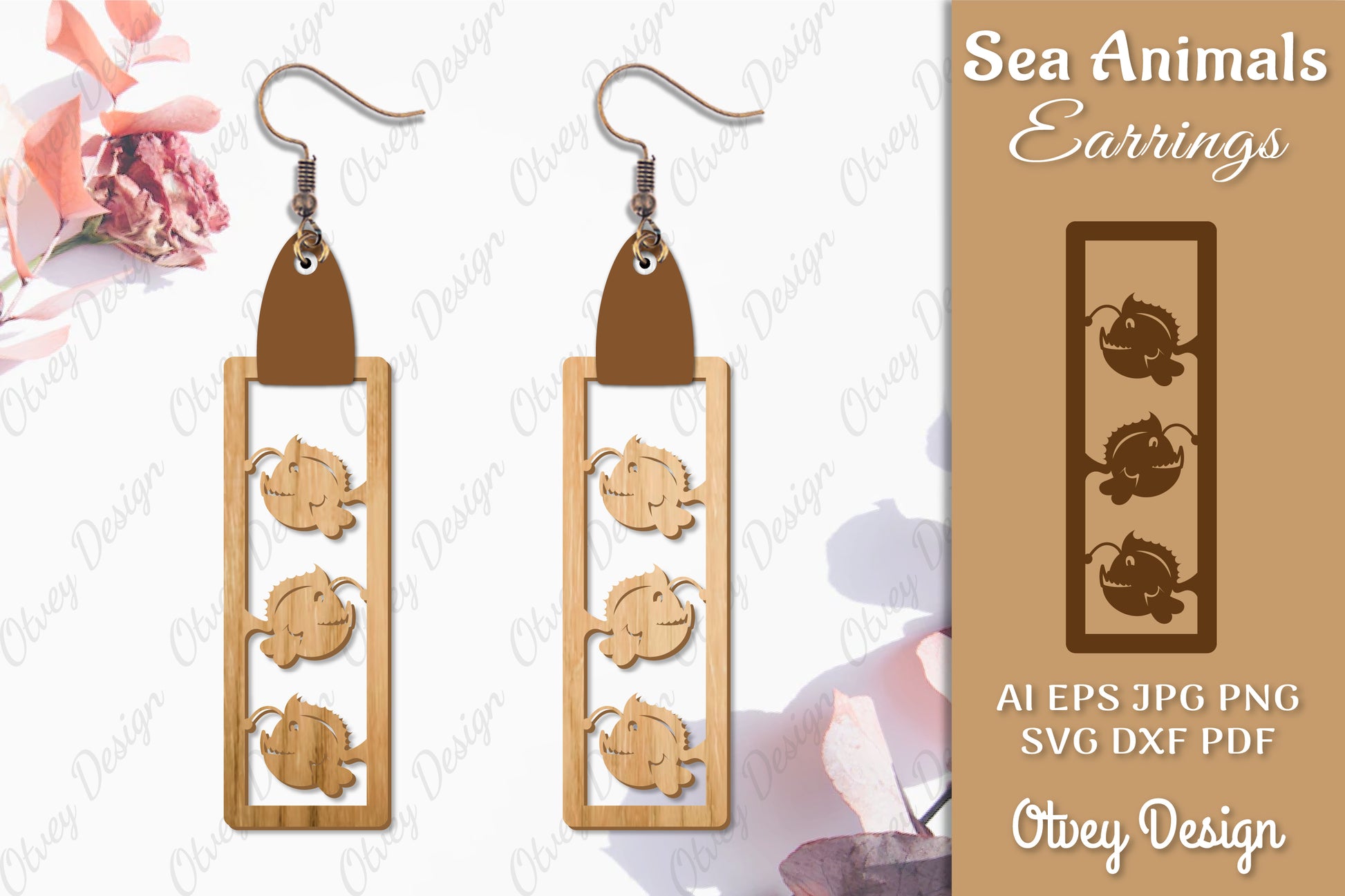 Sea Animals Earrings Laser Cut SVG Bundle 69 - CraftNest - Digital Crafting and Art