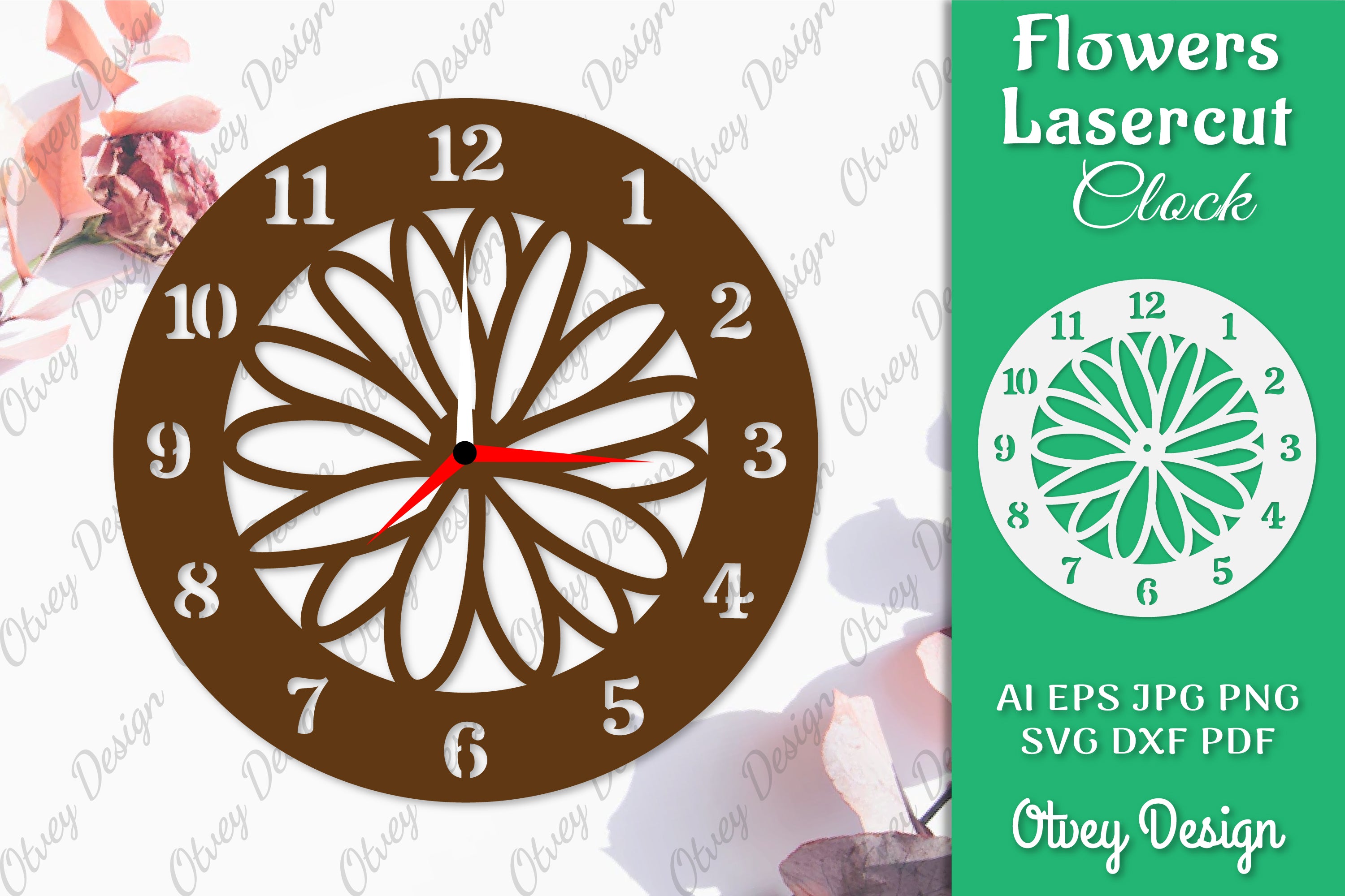 Flowers Clock SVG LaserCut SVG Bundle 7 - CraftNest - Digital Crafting and Art
