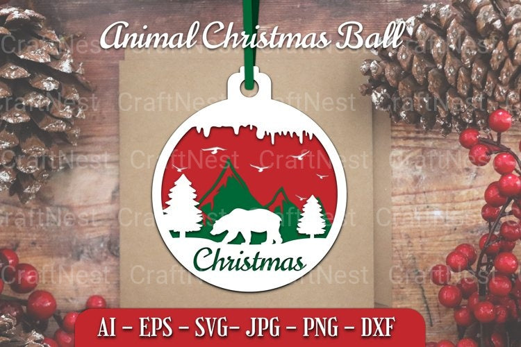 Animal Christmas Ball Papercut SVG Bundle