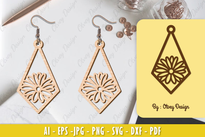 Flower Earring Laser Cut SVG Bundle 97 - CraftNest - Digital Crafting and Art