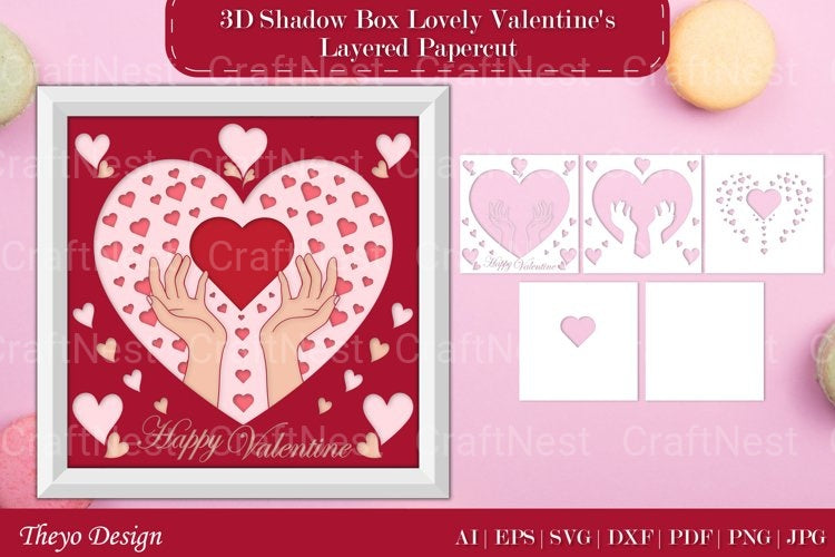 Shadow Box Happy Valentine Layered Papercut SVG