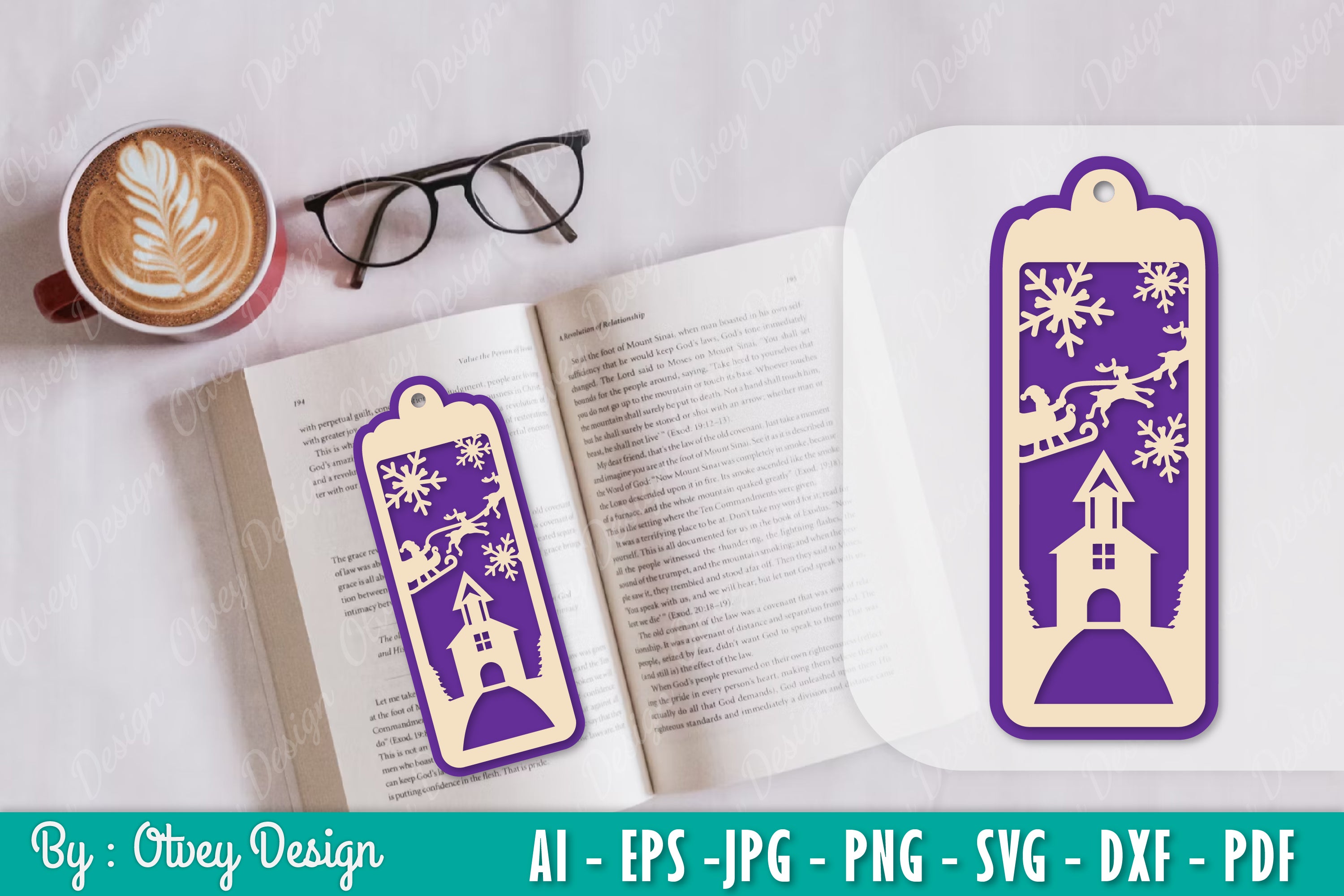 Santa Sleigh Bookmark SVG Bundle 7 - CraftNest - Digital Crafting and Art