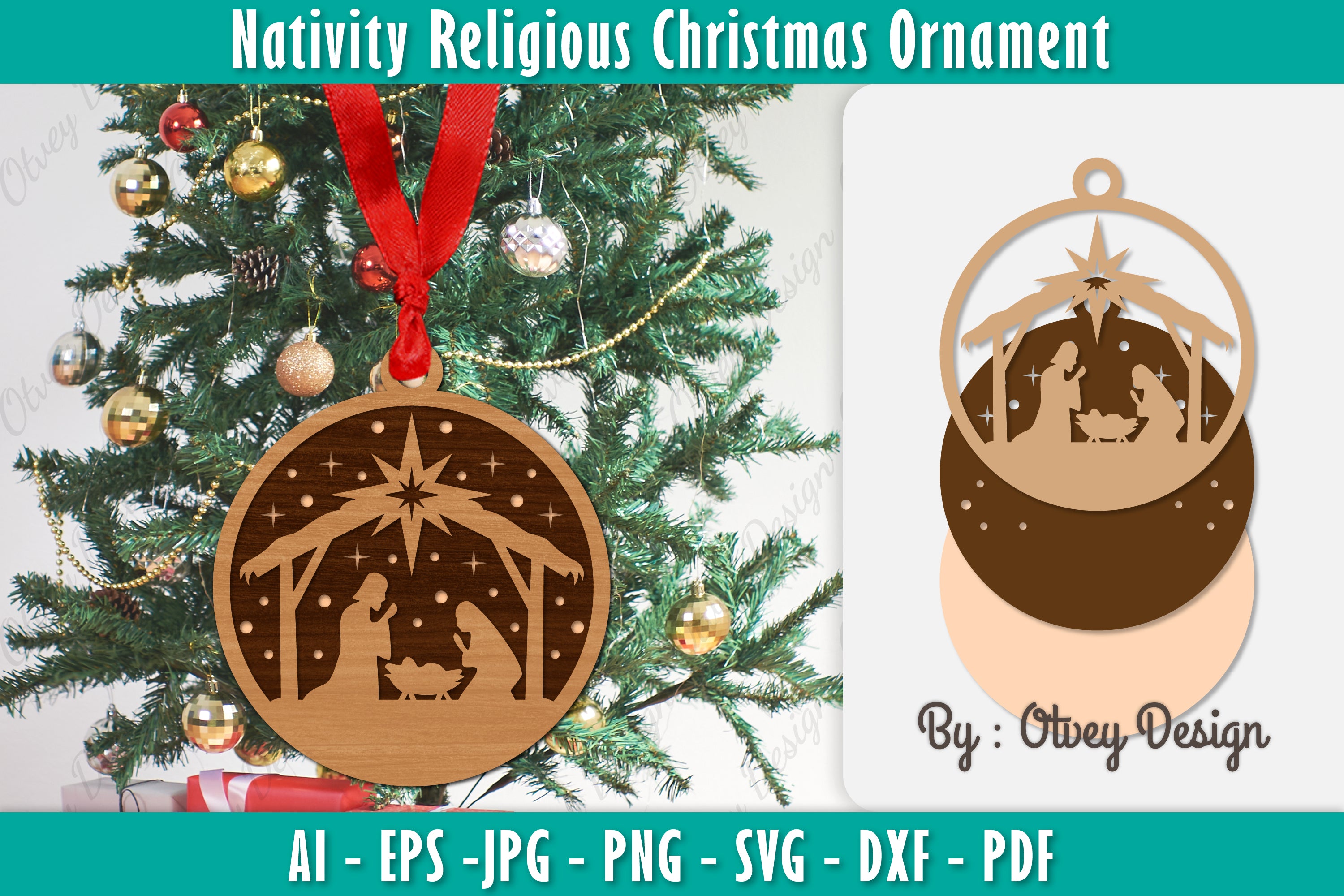 Nativity Religious Christmas Ornament SVG Bundle 9 - CraftNest - Digital Crafting and Art