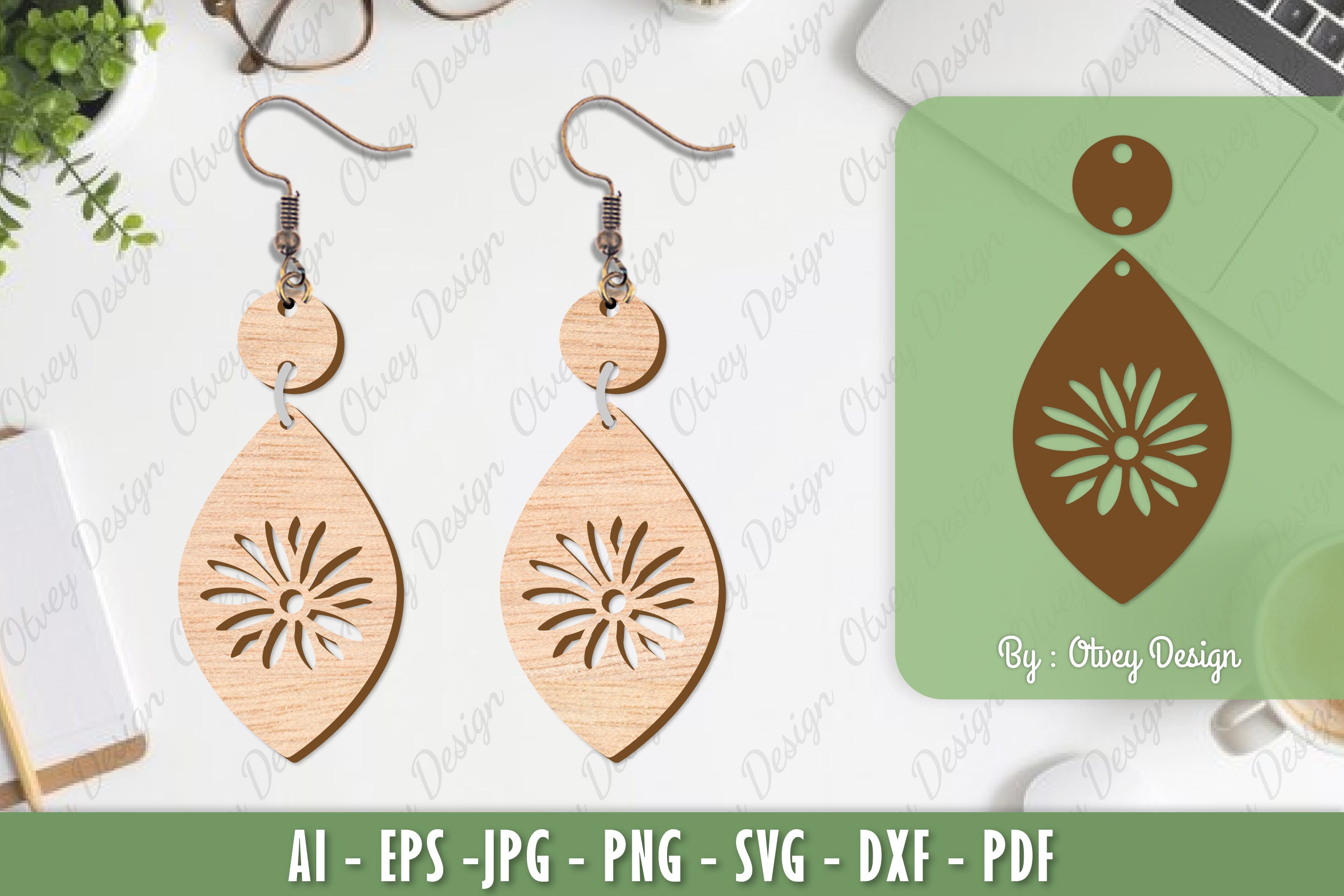 Flower Earrings Laser Cut SVG Bundle 87 - CraftNest - Digital Crafting and Art