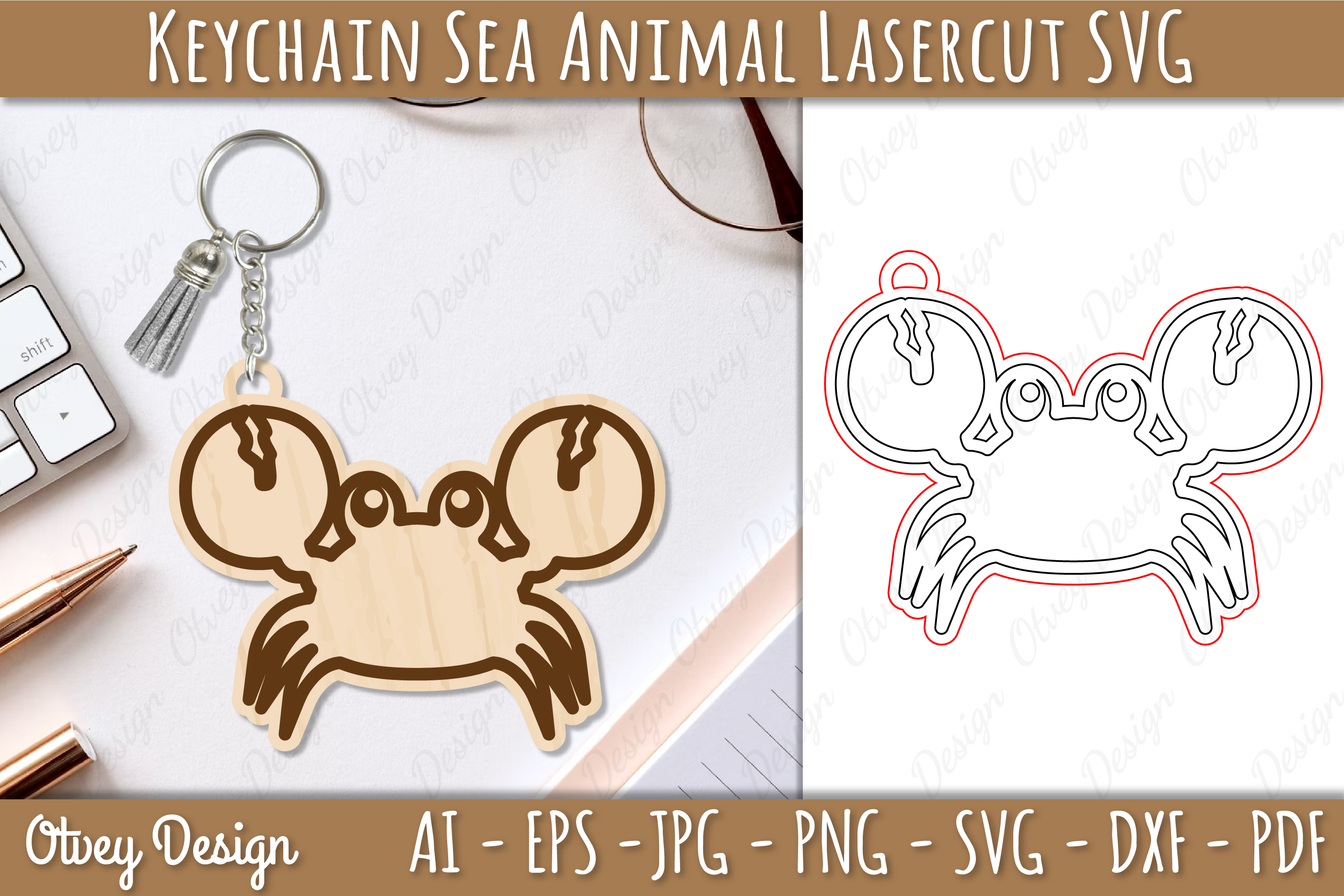 Keychain Sea Animal Lasercut SVG Bundle 6 - CraftNest - Digital Crafting and Art