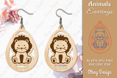 Lion Animal Earrings Lasercut SVG Bundle - CraftNest - Digital Crafting and Art