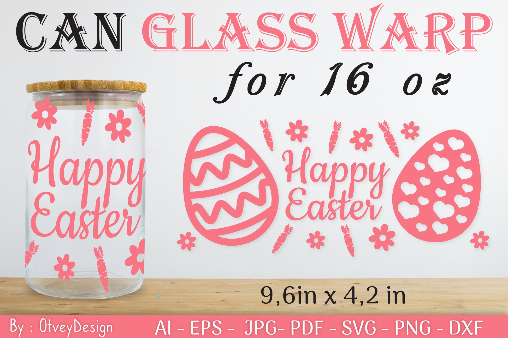 Happy Easter Day 16oz Can Glass Wrap SVG Bundle 9 - CraftNest - Digital Crafting and Art