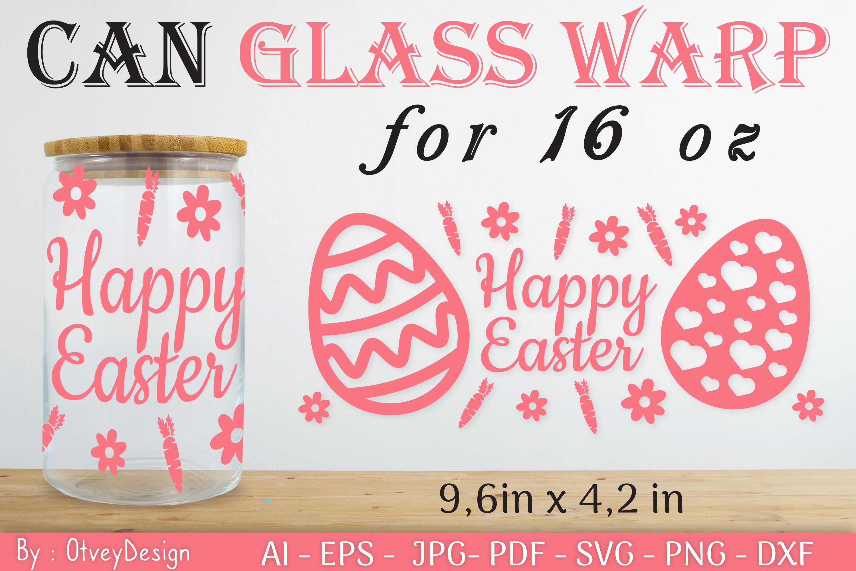 Happy Easter Day 16oz Can Glass Wrap SVG Bundle 9 - CraftNest - Digital Crafting and Art
