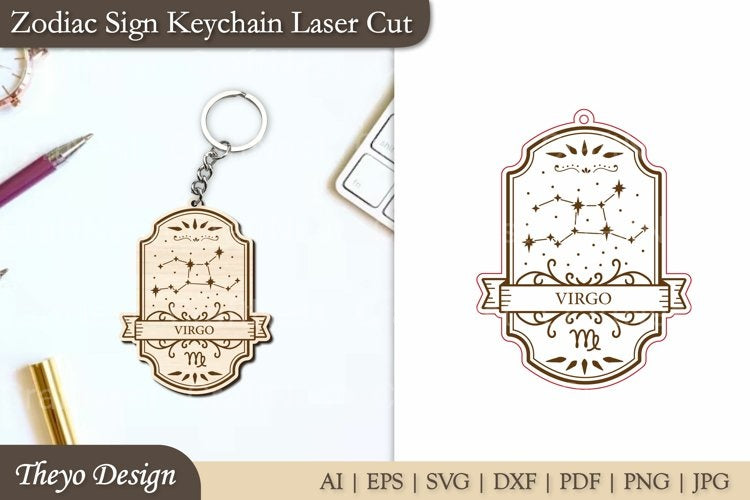 Zodiac Sign Keychain SVG Bundle