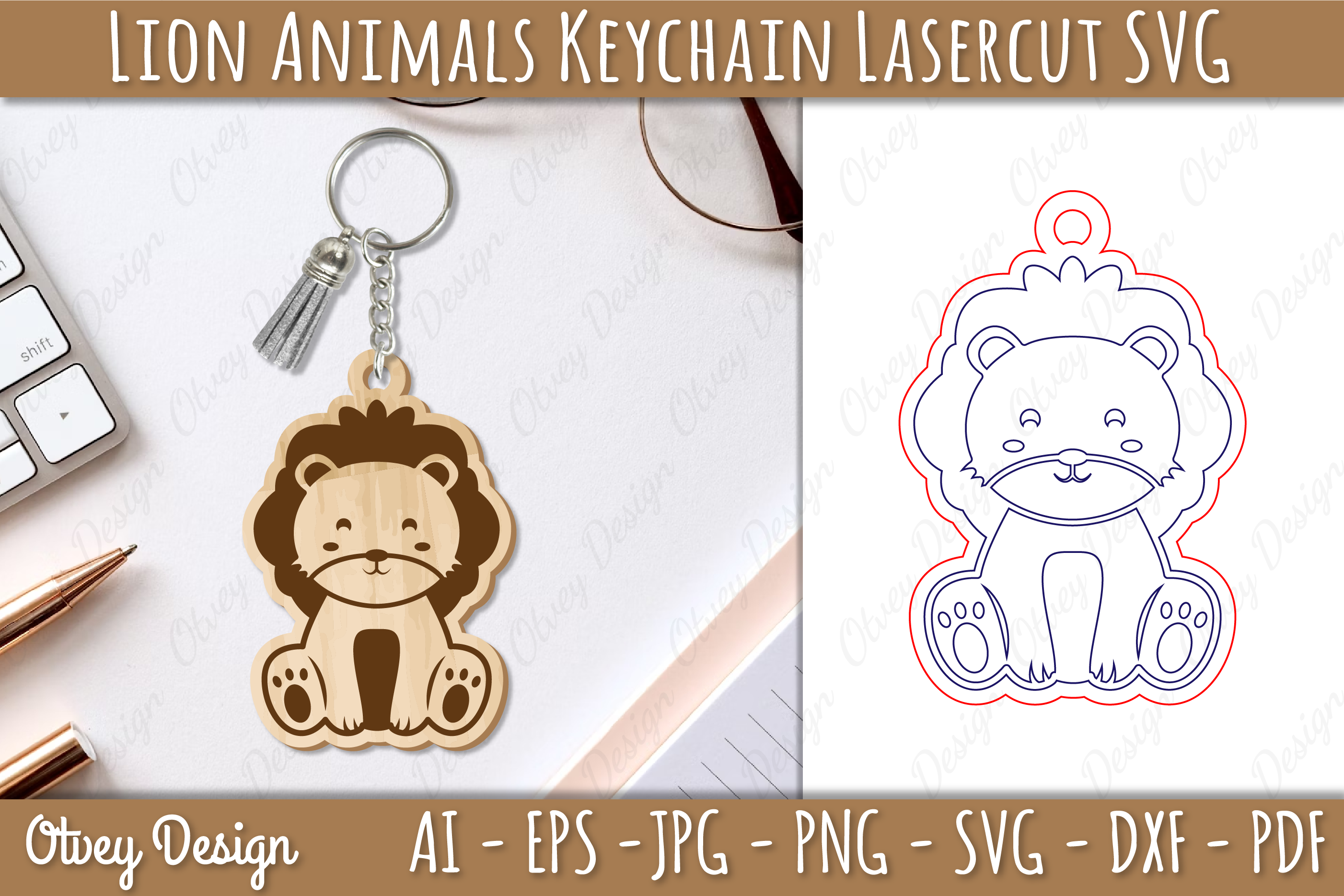 Lion Animal Keychain SVG Bundle - CraftNest - Digital Crafting and Art