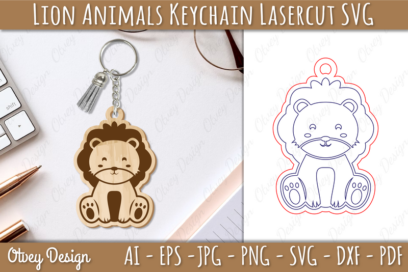 Lion Animal Keychain SVG Bundle - CraftNest - Digital Crafting and Art