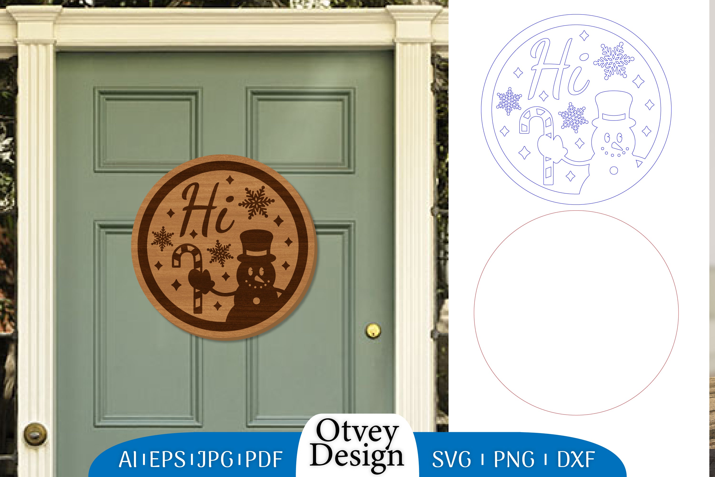 Snowman Round Door Ornament Lasercut SVG Bundle 7 - CraftNest - Digital Crafting and Art
