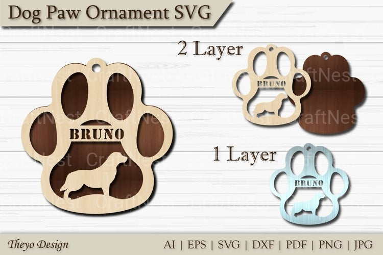Dog Paw Ornament SVG Bundle