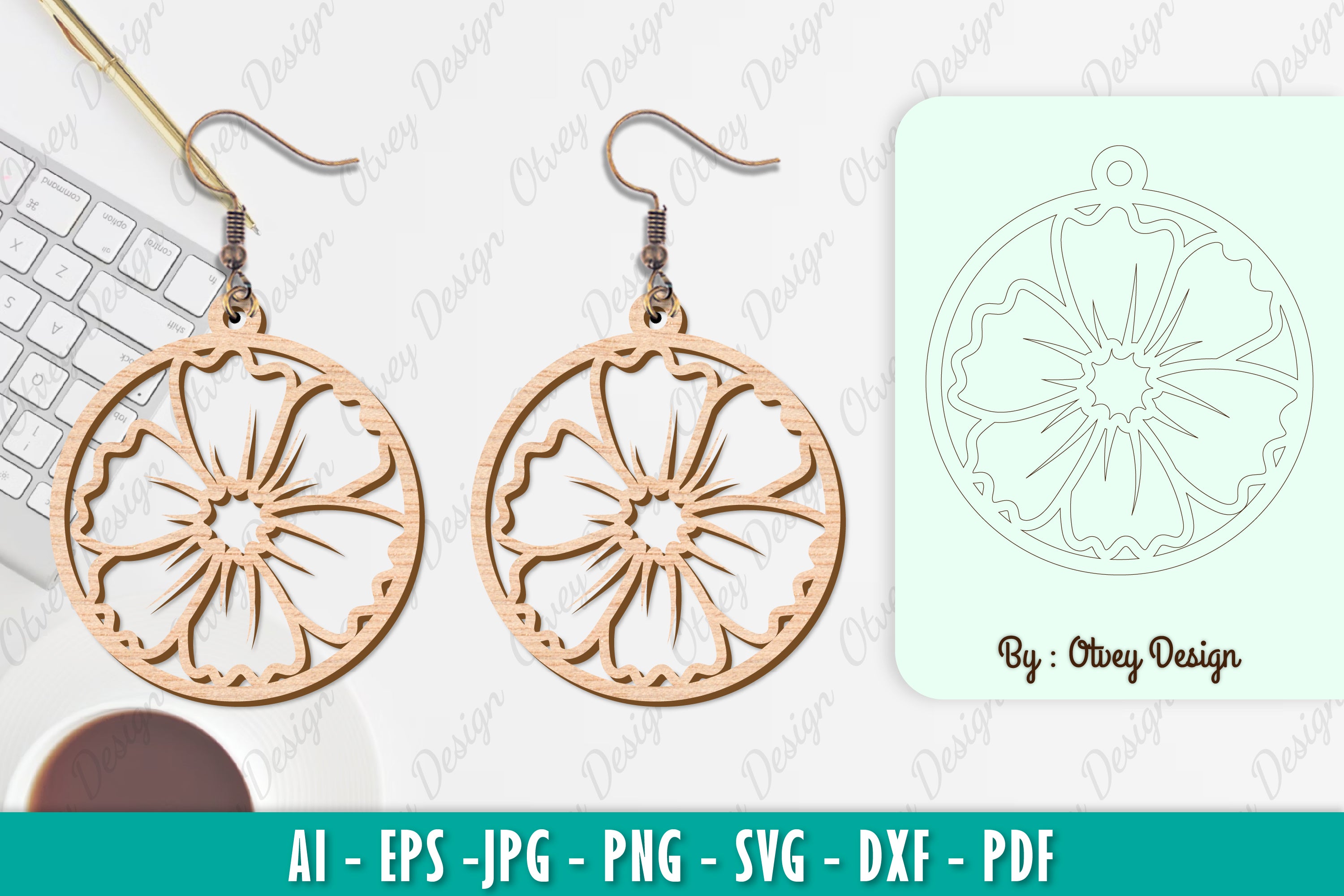 Flower Earring SVG Bundle 45 - CraftNest - Digital Crafting and Art