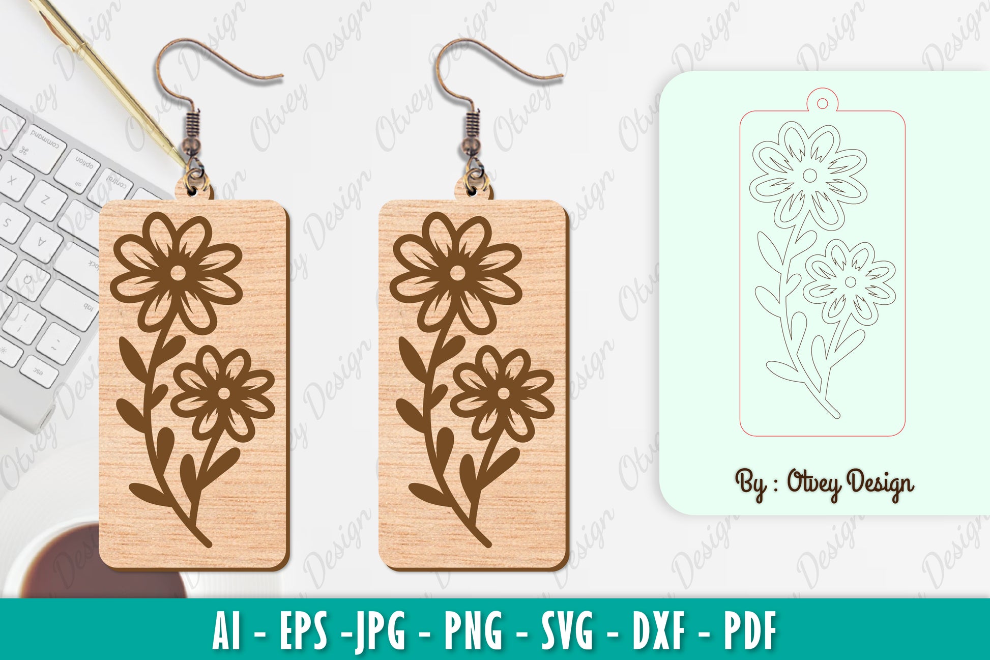Flower Earring SVG Bundle 33 - CraftNest - Digital Crafting and Art