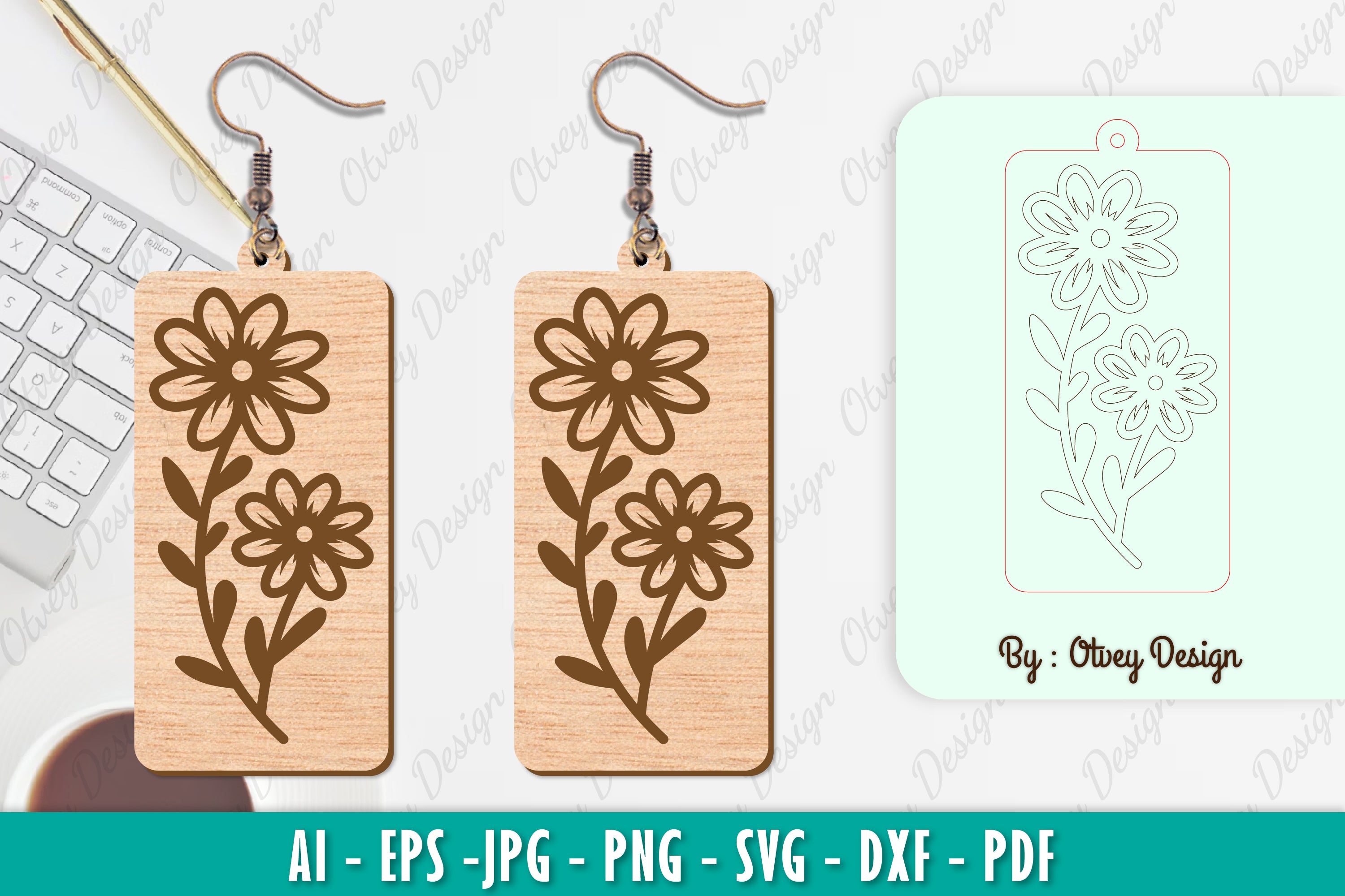 Flower Earring SVG Bundle 33 - CraftNest - Digital Crafting and Art