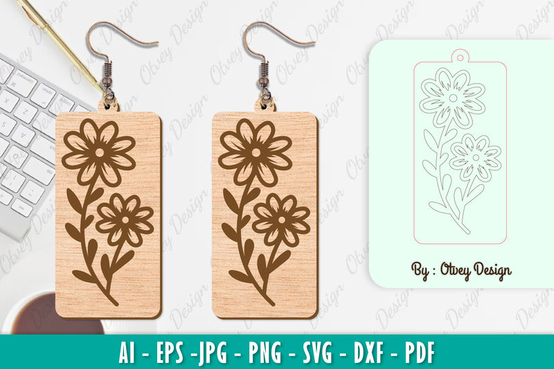 Flower Earring SVG Bundle 33 - CraftNest - Digital Crafting and Art