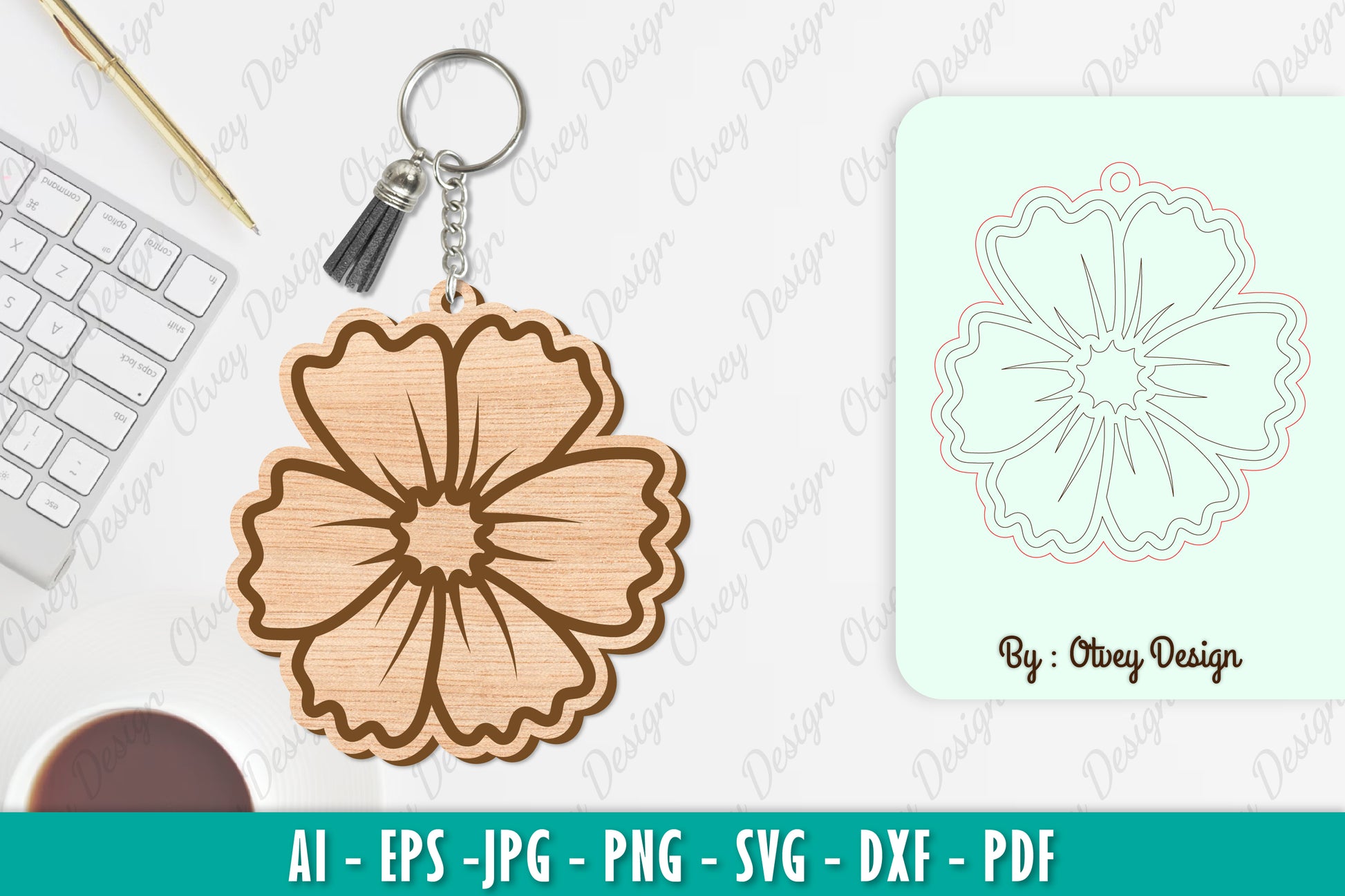 Flower Keychain SVG Bundle 21 - CraftNest - Digital Crafting and Art