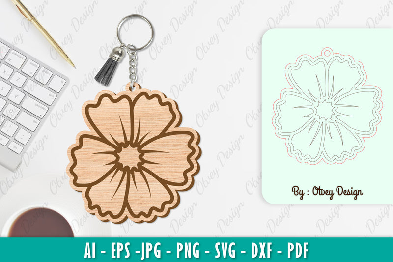 Flower Keychain SVG Bundle 21 - CraftNest - Digital Crafting and Art