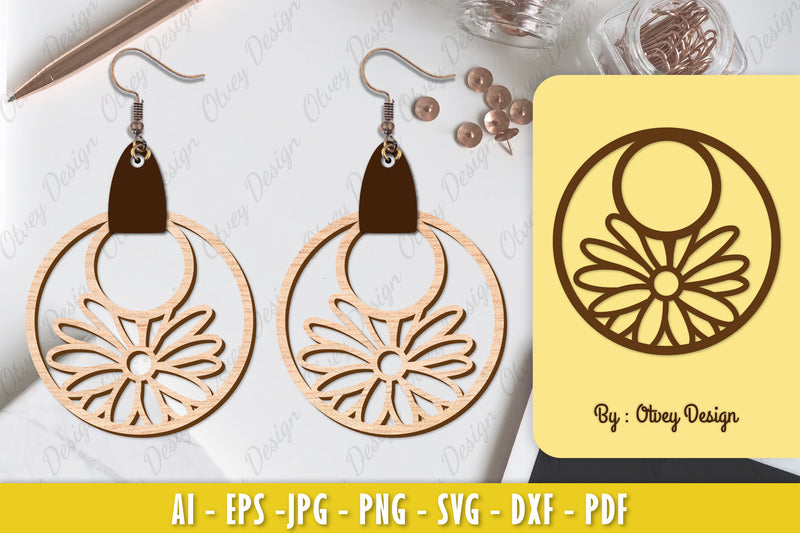 Flower Earring Laser Cut SVG Bundle 47 - CraftNest - Digital Crafting and Art