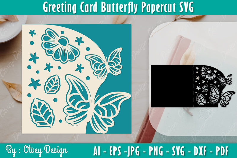 Butterfly Papercut Greeting Card SVG Bundle 2 - CraftNest - Digital Crafting and Art