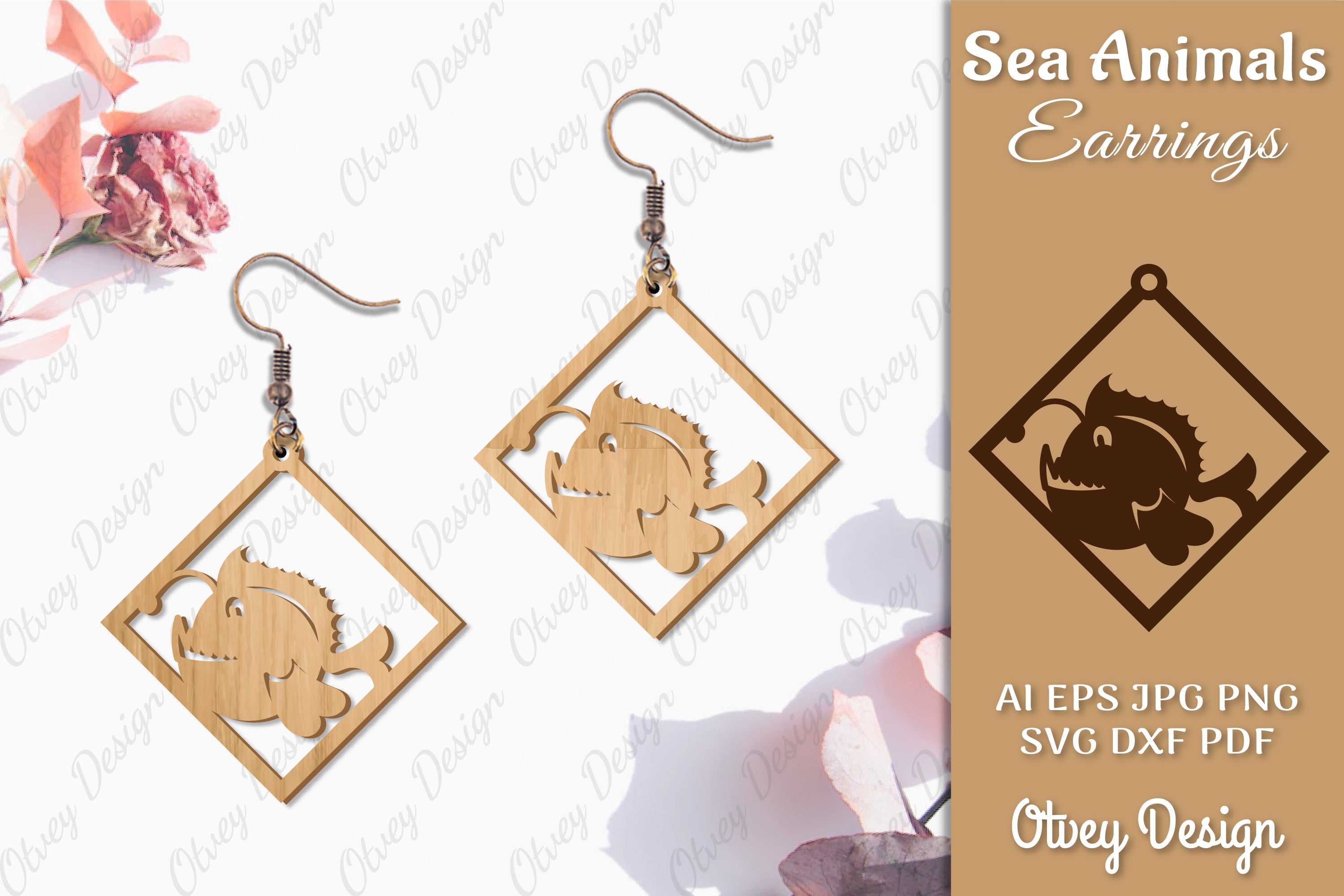 Sea Animals Earrings Laser Cut SVG Bundle 28 - CraftNest - Digital Crafting and Art