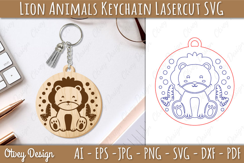 Lion Animal Keychain Laser Cut SVG Bundle - CraftNest - Digital Crafting and Art