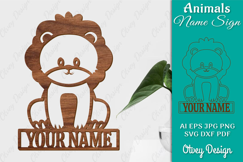 Animal Name Sign SVG Laser Cut Template Door Wall Hanger SVG Bundle 12 - CraftNest - Digital Crafting and Art