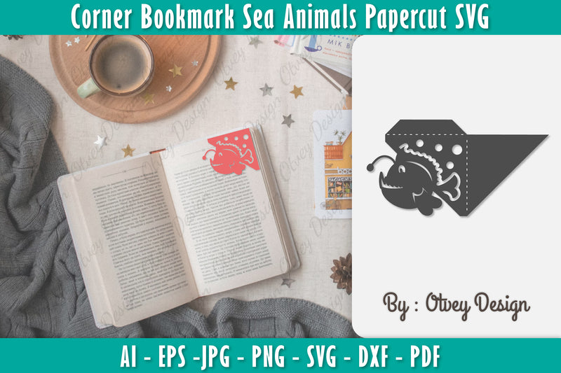 Corner Bookmark Sea Animals SVG Bundle 9 - CraftNest - Digital Crafting and Art