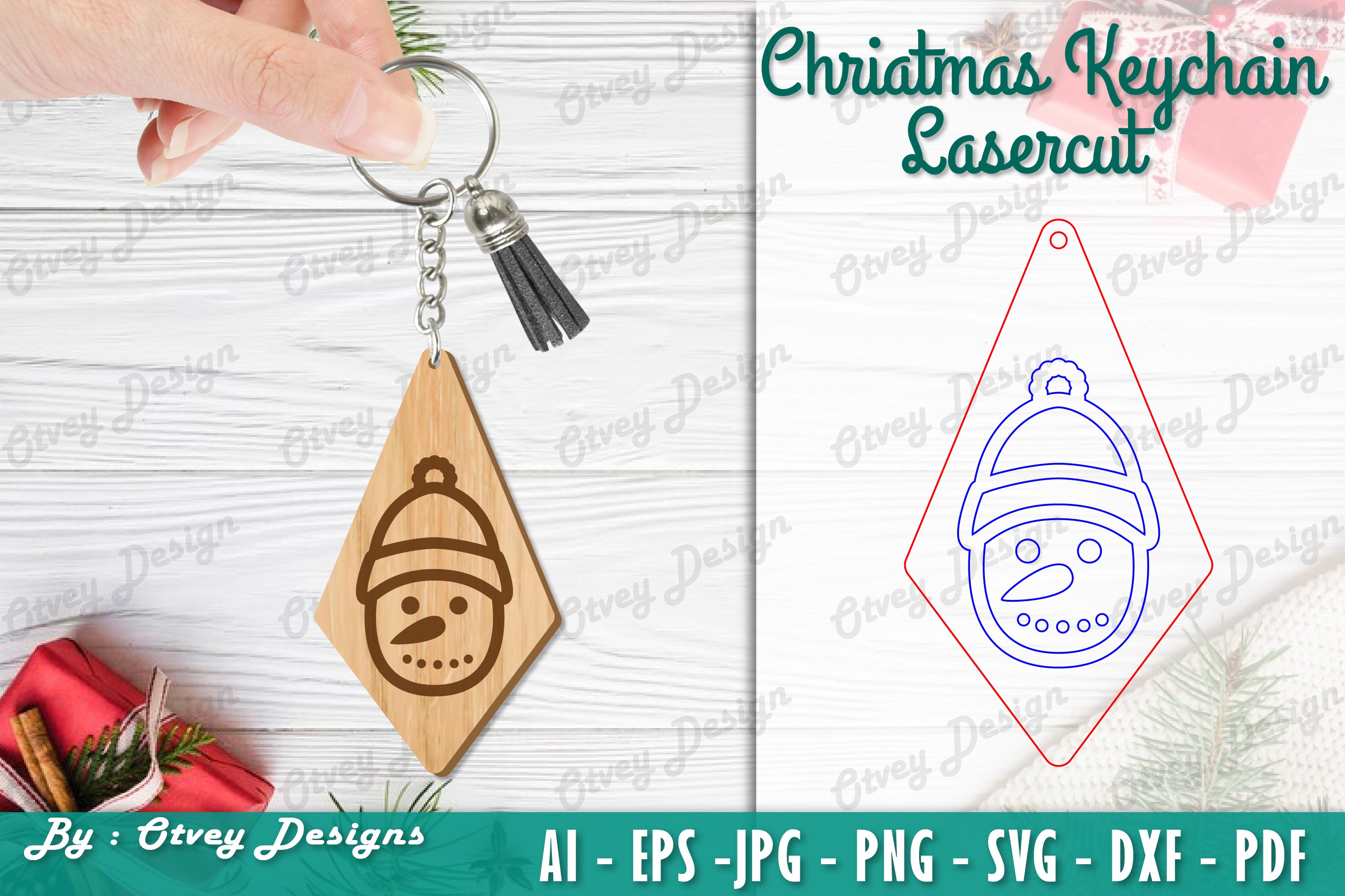 Christmas Keychain Lasercut SVG Bundle 47 - CraftNest - Digital Crafting and Art