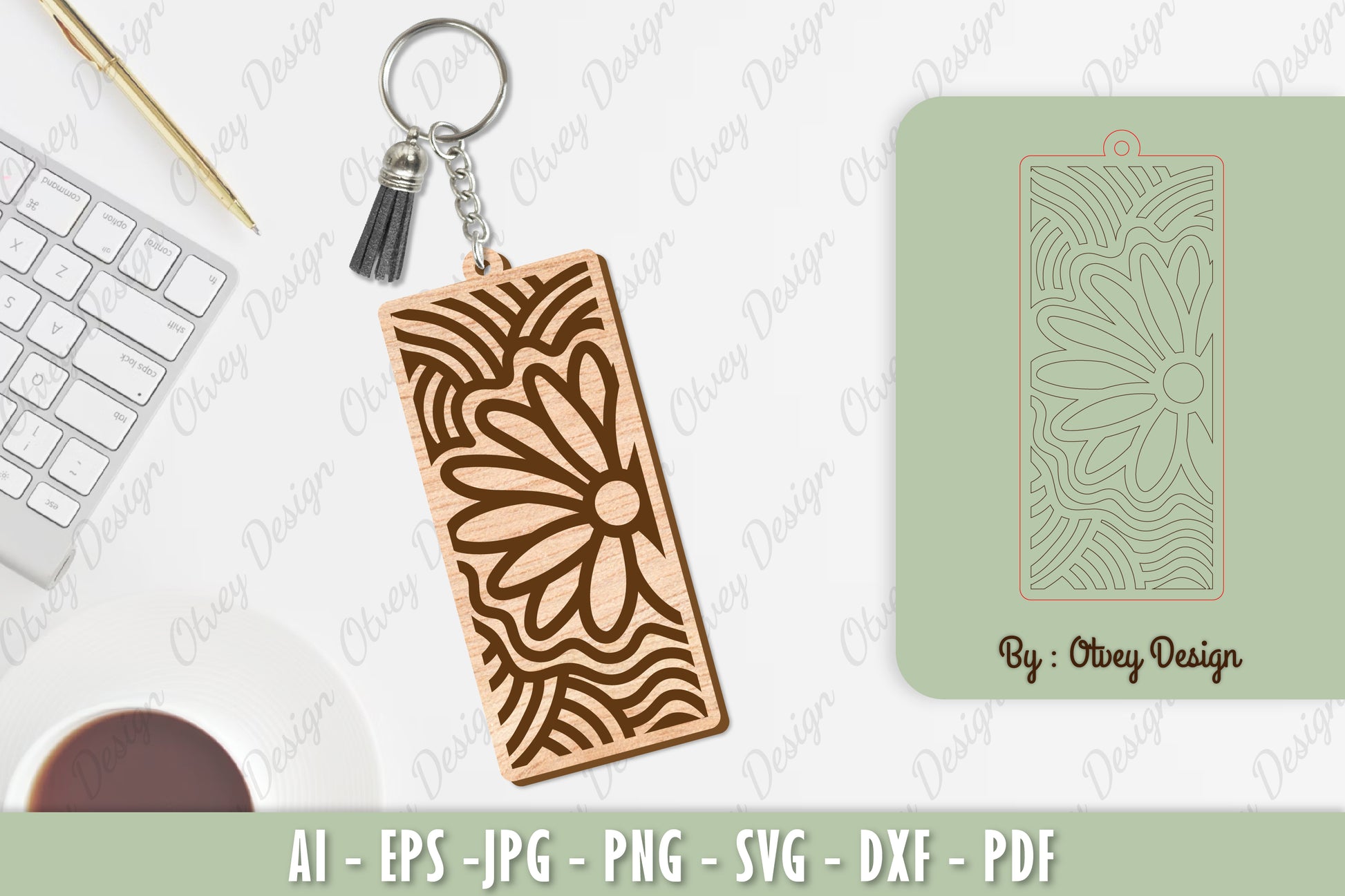 Flower Keychain Laser Cut SVG Bundle 7 - CraftNest - Digital Crafting and Art