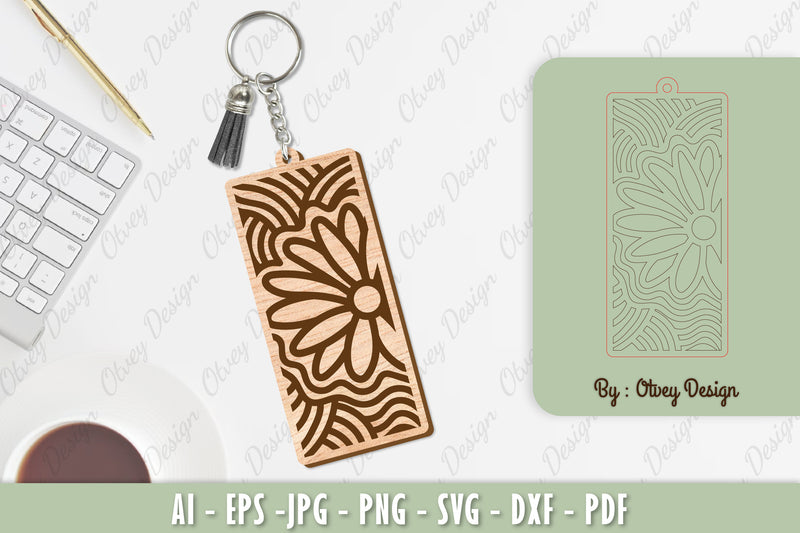 Flower Keychain Laser Cut SVG Bundle 7 - CraftNest - Digital Crafting and Art