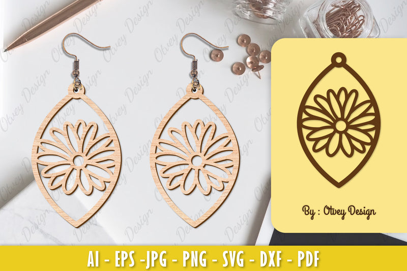 Flower Earring Laser Cut SVG Bundle 17 - CraftNest - Digital Crafting and Art