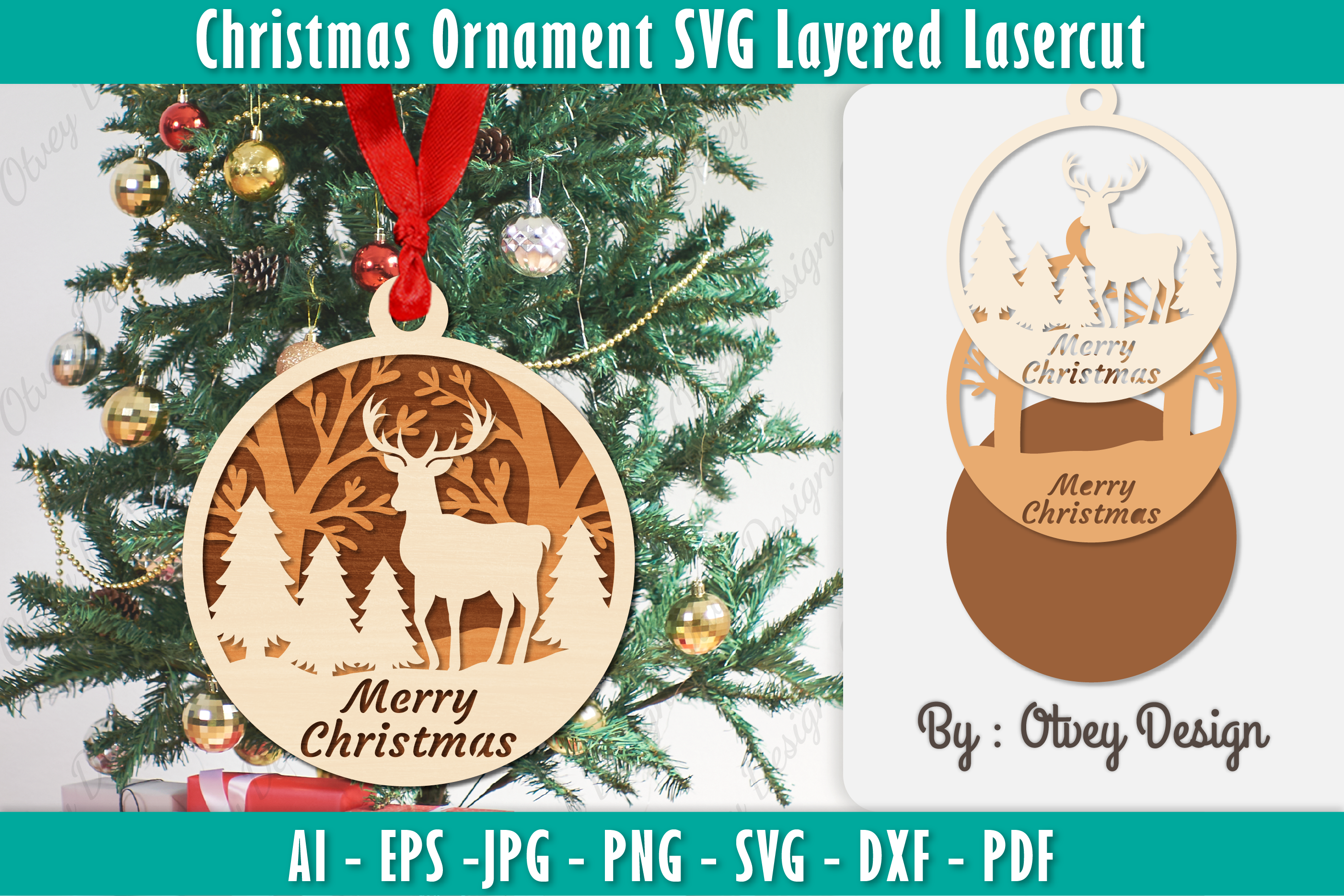 Christmas Ornaments Layered Lasercut SVG Bundle 10 - CraftNest - Digital Crafting and Art