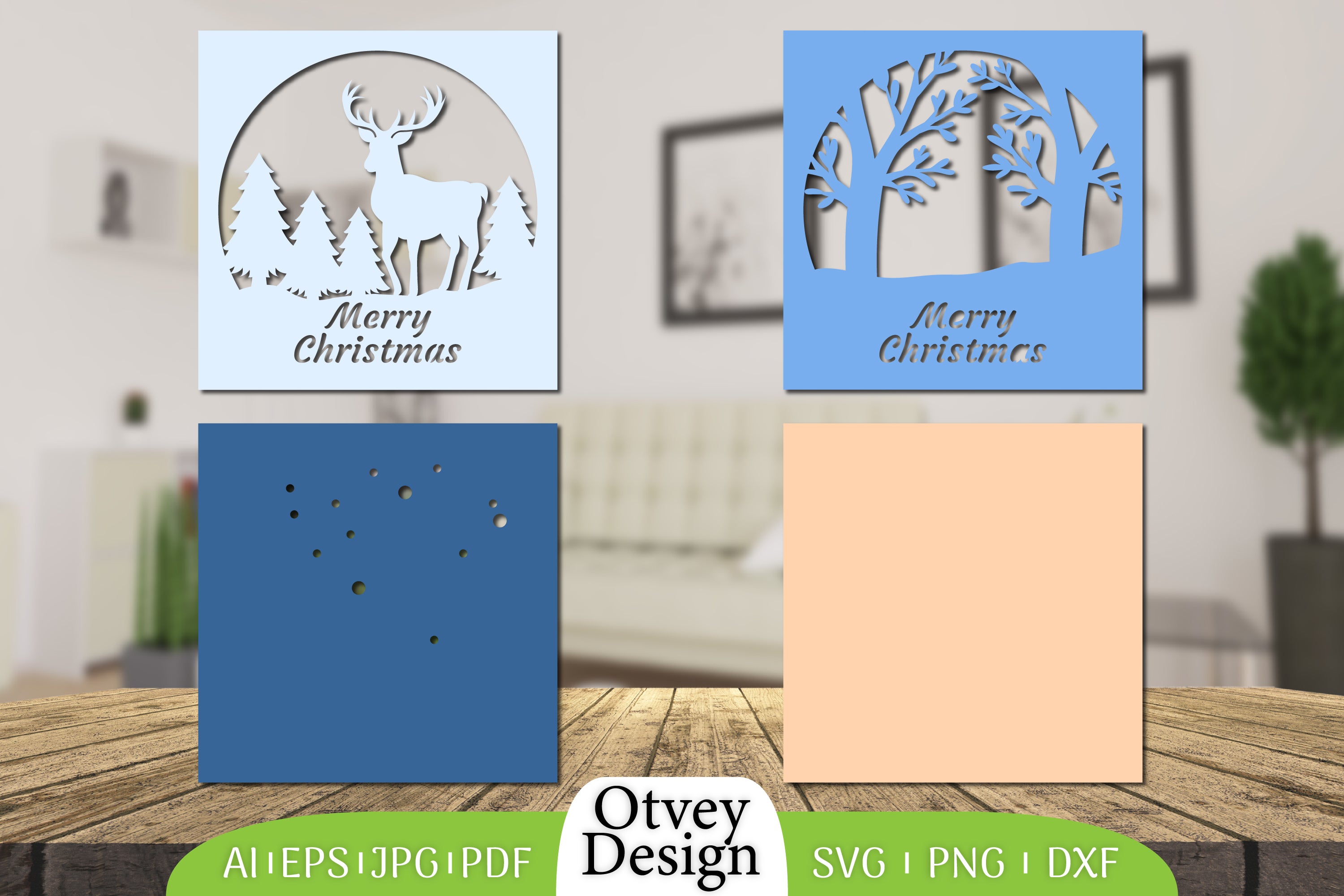Merry Christmas Deer 3D Shadow Box Papercut SVG Bundle 10 - CraftNest - Digital Crafting and Art