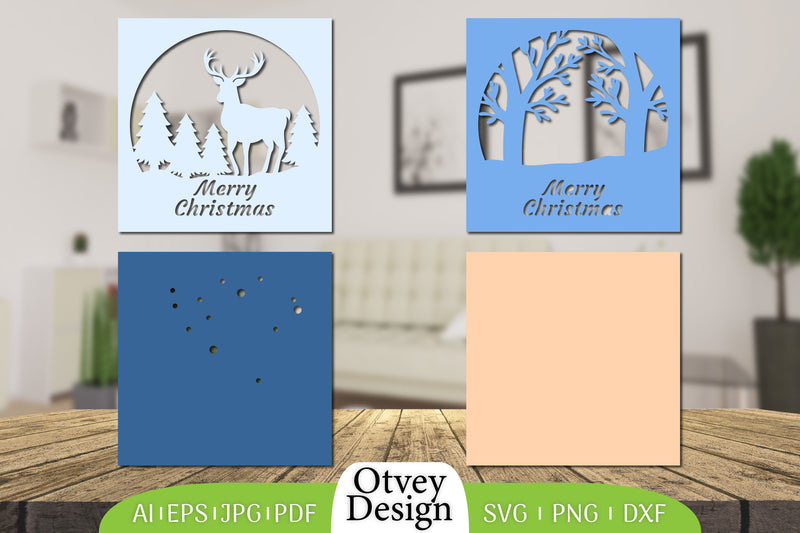Merry Christmas Deer 3D Shadow Box Papercut SVG Bundle 10 - CraftNest - Digital Crafting and Art