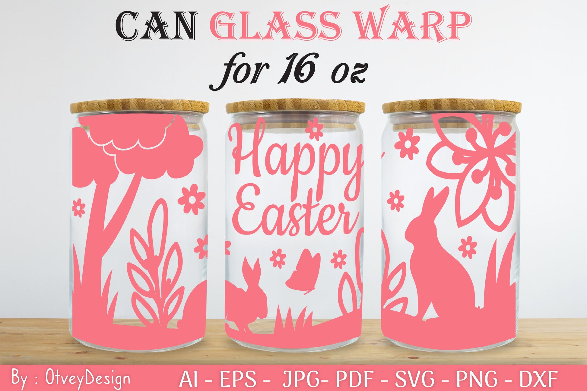 Happy Easter Day 16oz Can Glass Wrap SVG Bundle 10 - CraftNest - Digital Crafting and Art