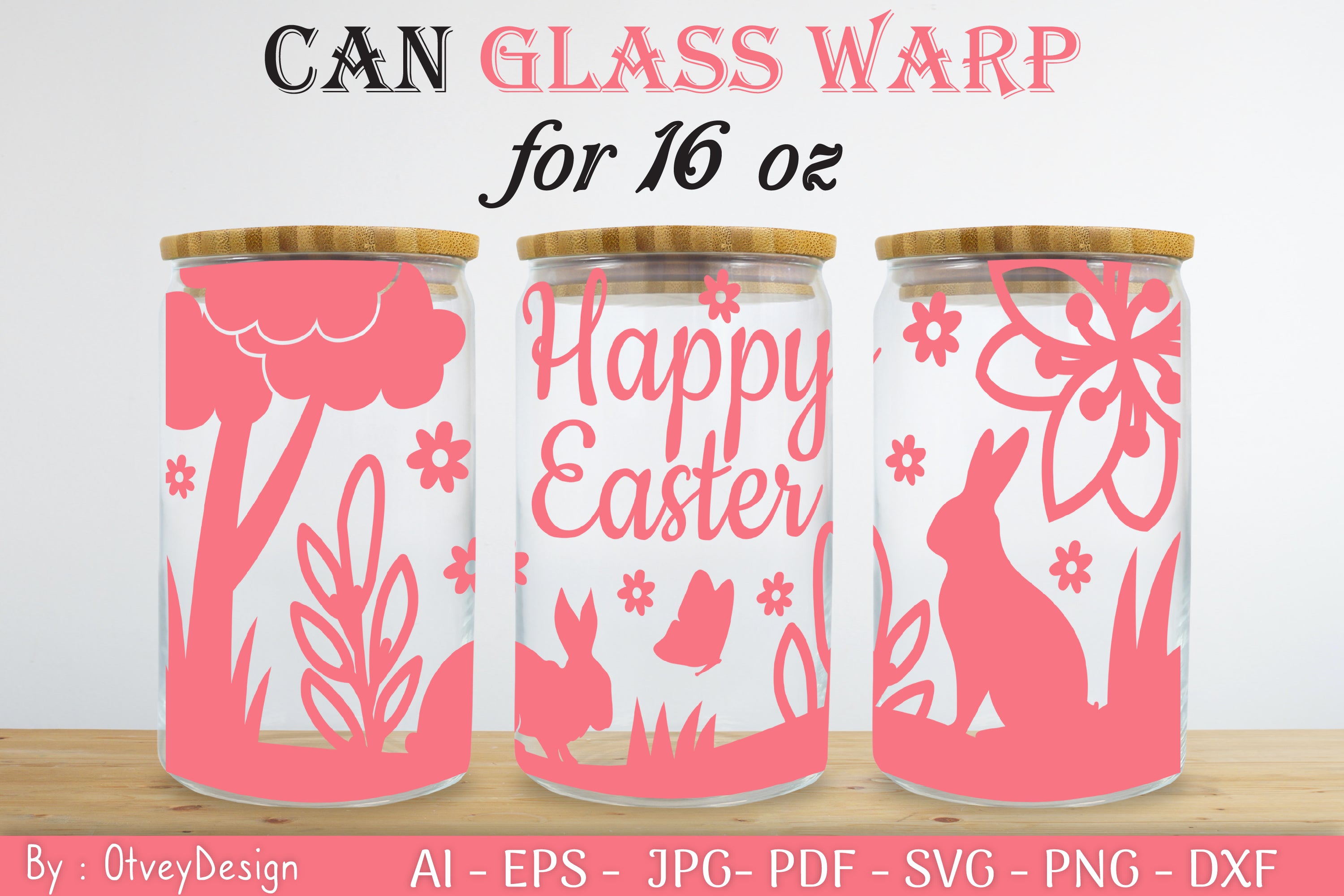 Happy Easter Day 16oz Can Glass Wrap SVG Bundle 10 - CraftNest - Digital Crafting and Art