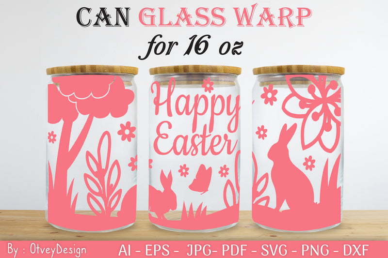 Happy Easter Day 16oz Can Glass Wrap SVG Bundle 10 - CraftNest - Digital Crafting and Art