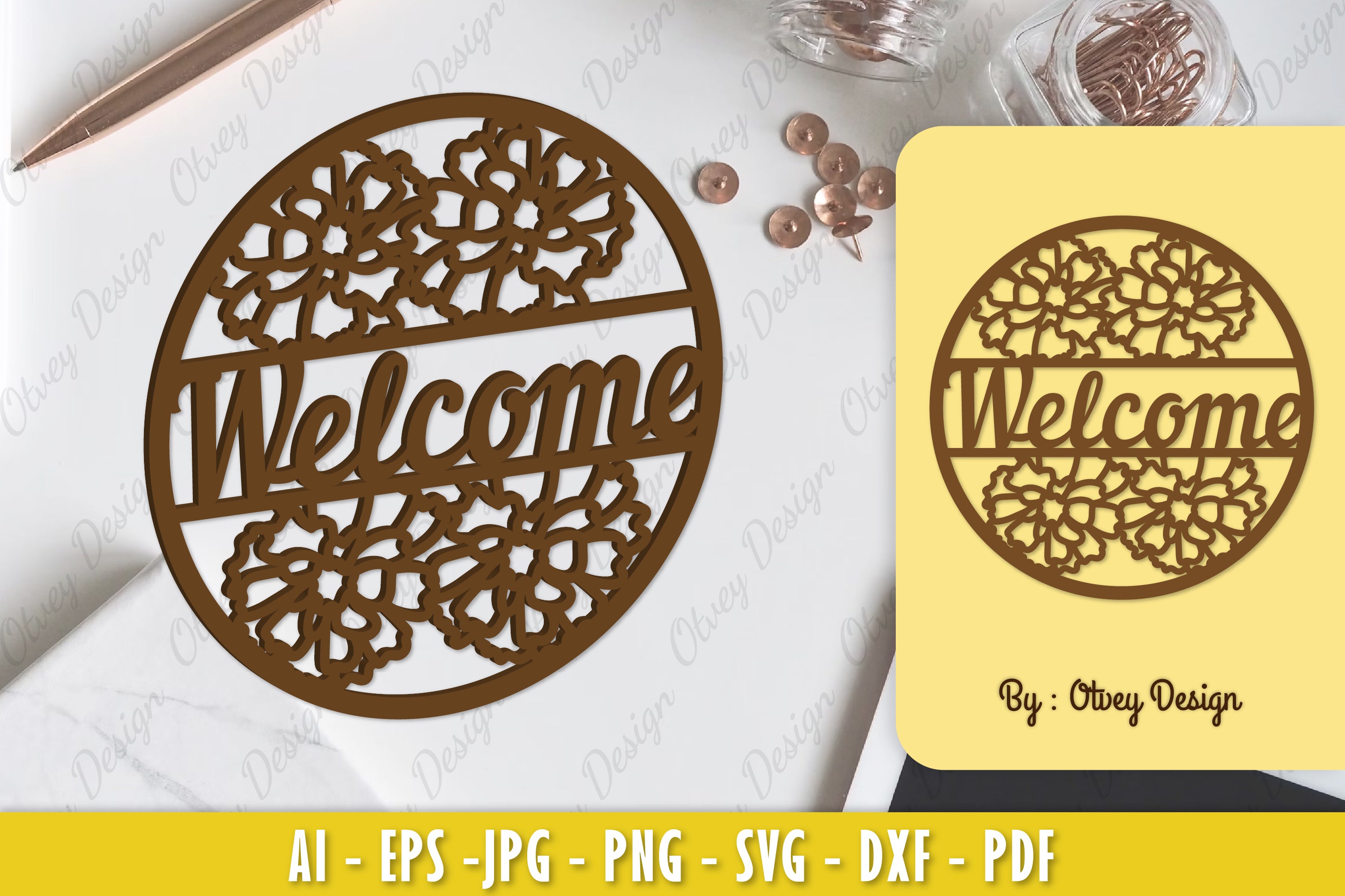 Marigold Flower Welcome Sign SVG Bundle 1 - CraftNest - Digital Crafting and Art