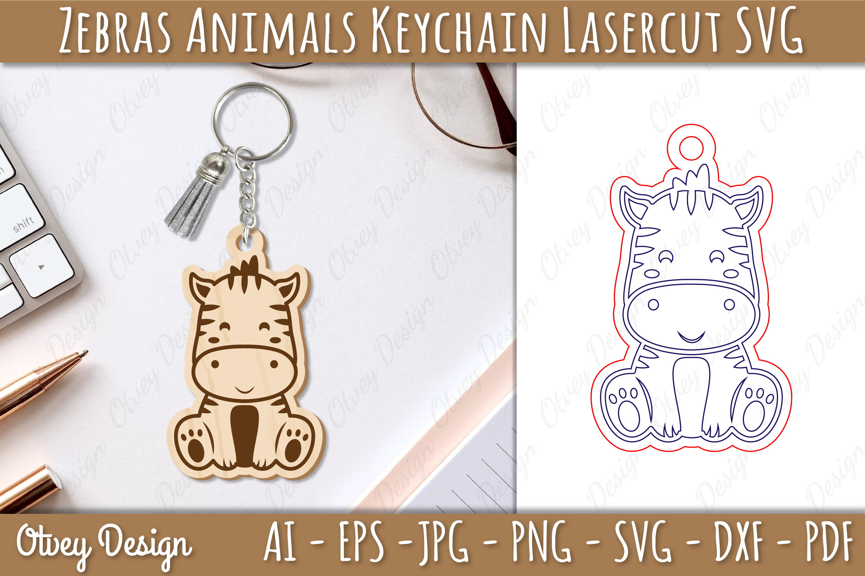 Zebra Animal Keychain SVG Bundle 1 - CraftNest - Digital Crafting and Art