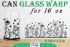Blooming Wildflowers Can Glass 16 OZ SVG Bundle 10 - CraftNest - Digital Crafting and Art