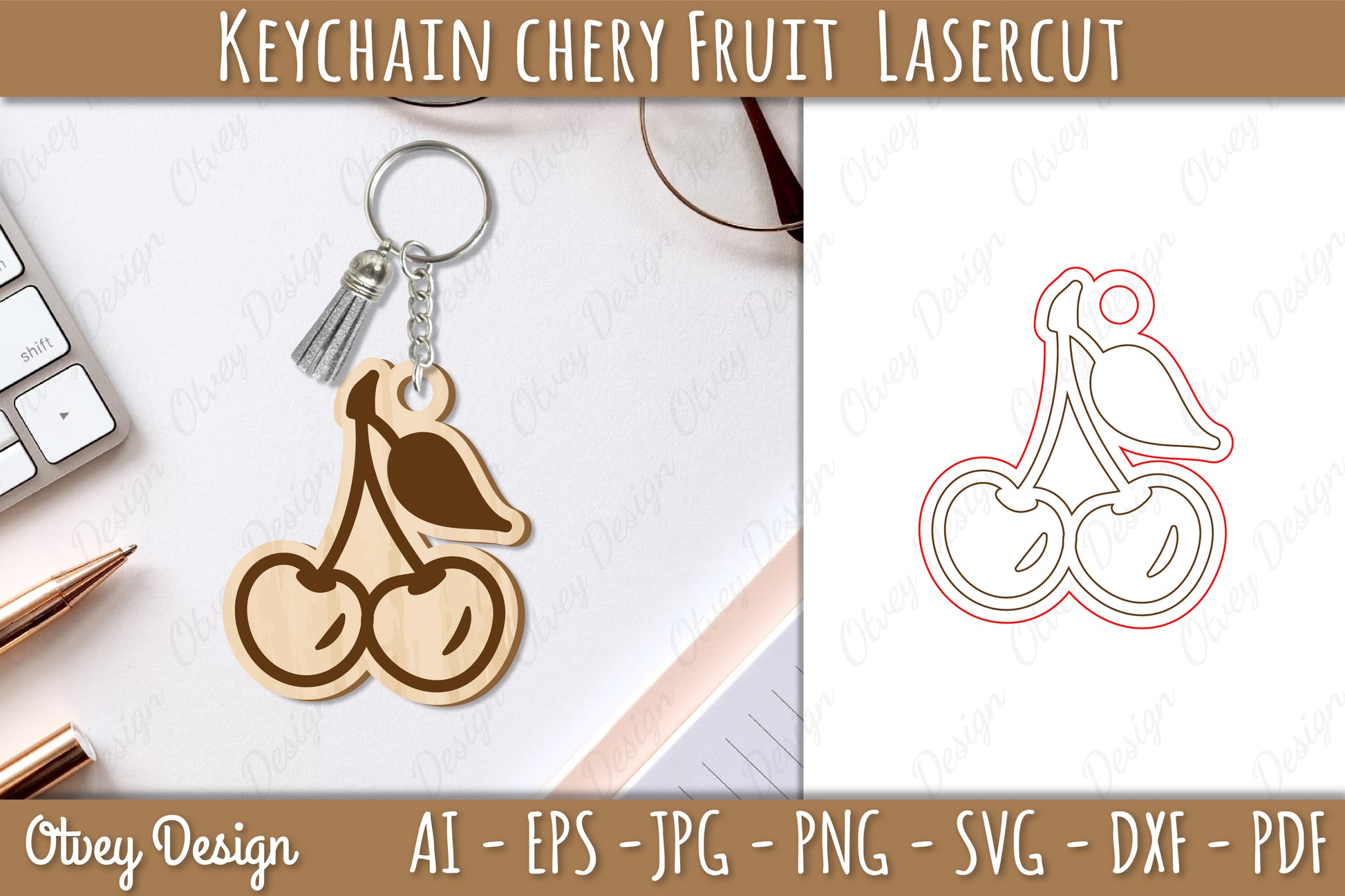 Chery Fruit Keychain Lasercut SVG Bundle - CraftNest - Digital Crafting and Art