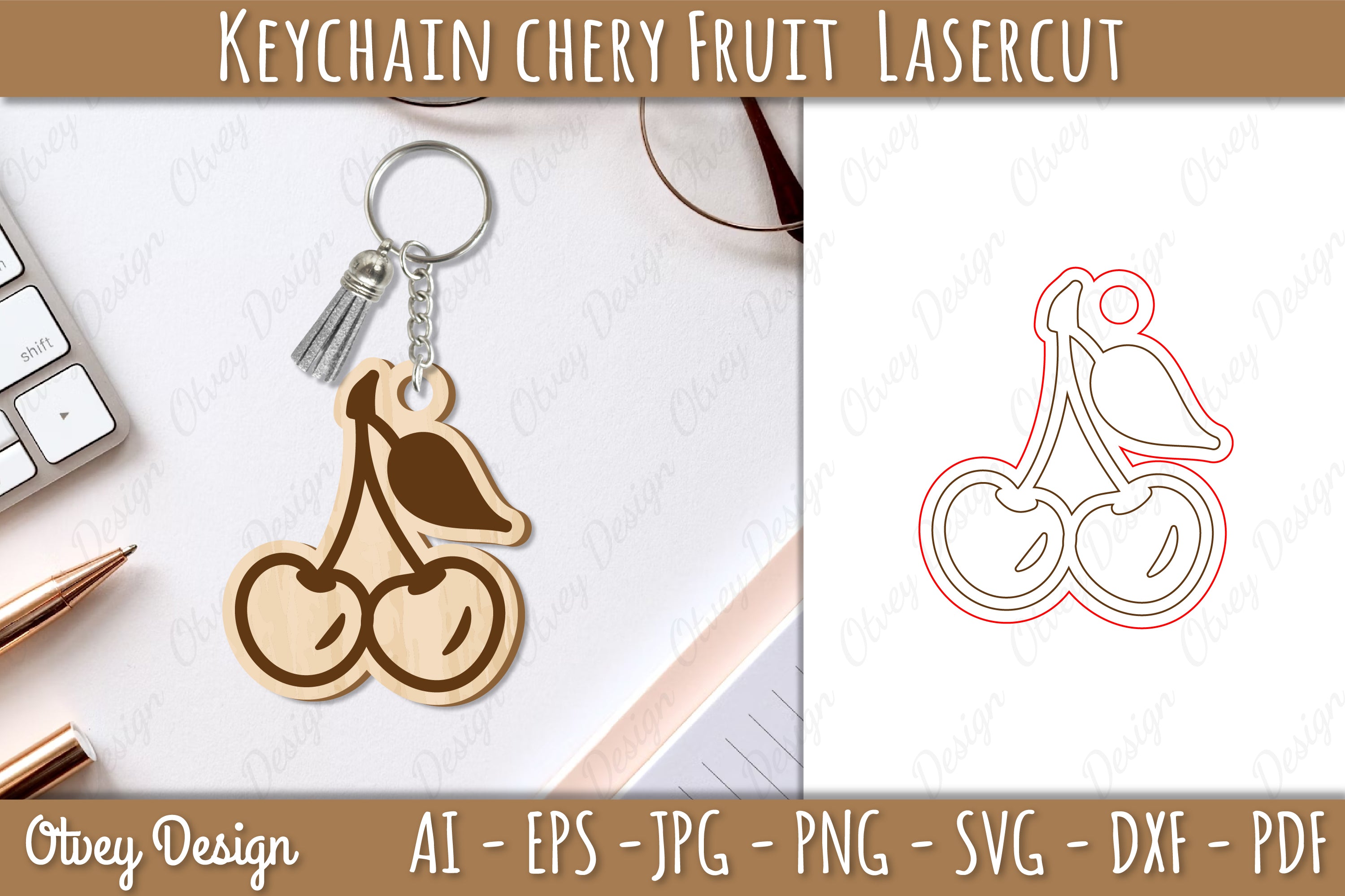 Chery Fruit Keychain Lasercut SVG Bundle - CraftNest - Digital Crafting and Art
