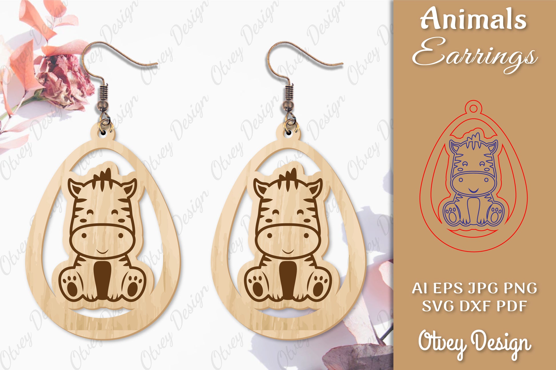Zebra Animal Earrings Lasercut SVG Bundle - CraftNest - Digital Crafting and Art
