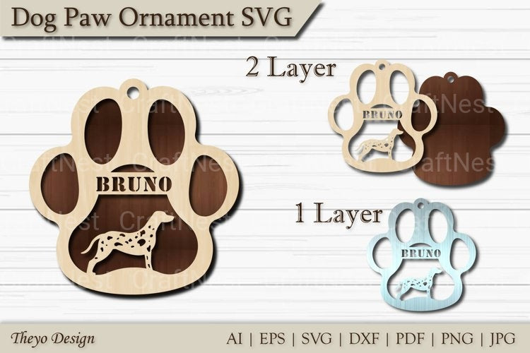 Dog Paw Ornament SVG Bundle