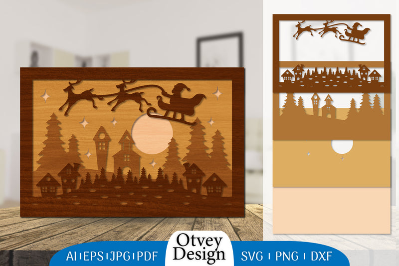 Christmas Santa Sleigh Lasercut SVG Bundle 8 - CraftNest - Digital Crafting and Art
