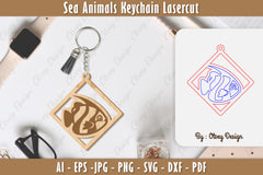 Keychain Sea Animals Laser Cut SVG Bundle 58 - CraftNest - Digital Crafting and Art