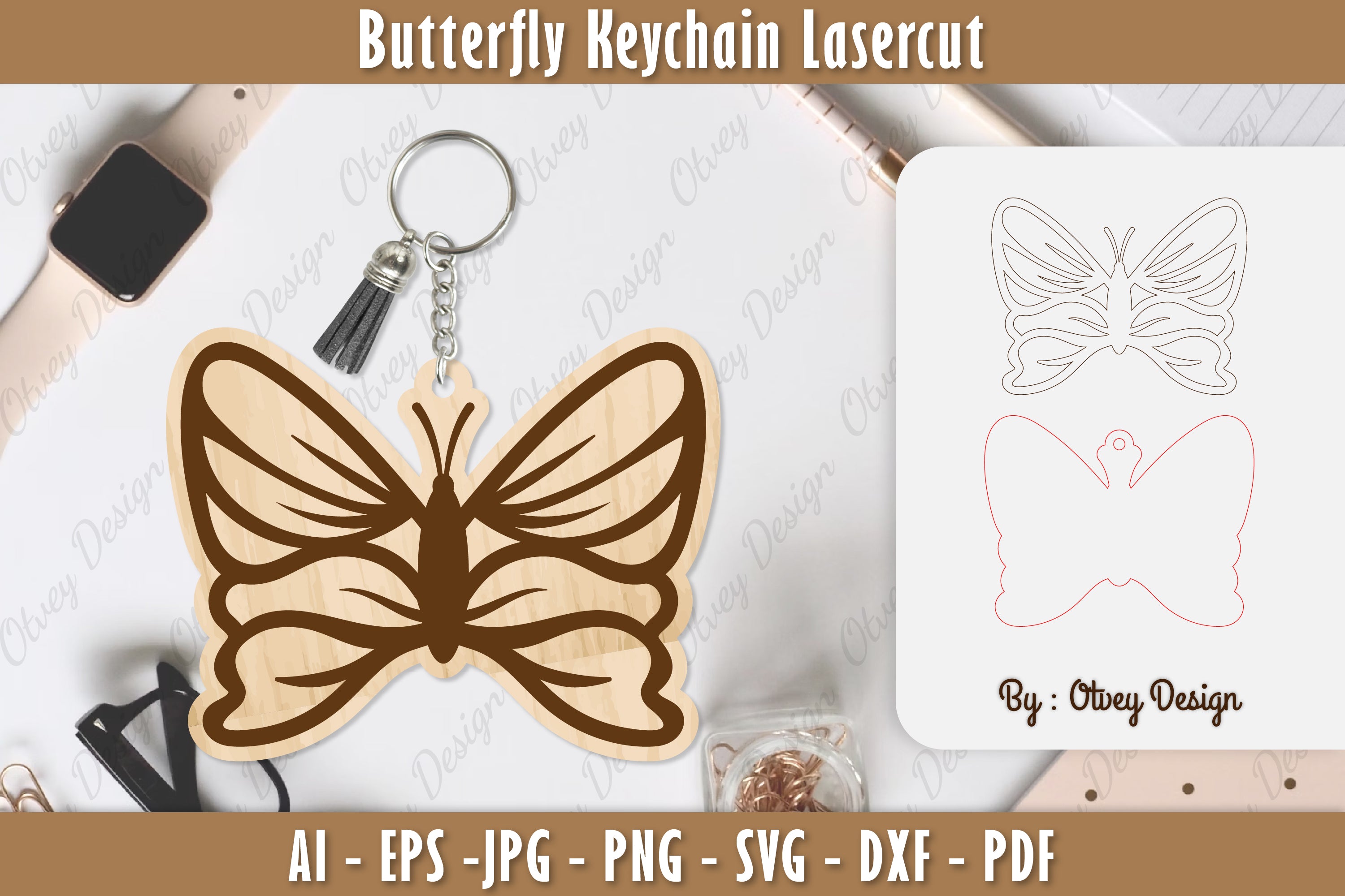Butterfly Keychain Lasercut SVG Bundle 30 - CraftNest - Digital Crafting and Art